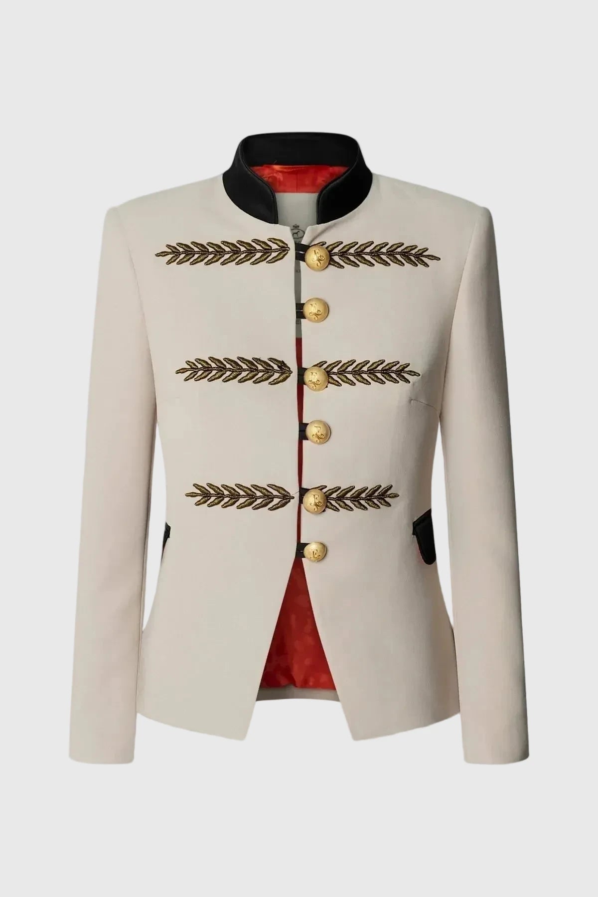 BLAZER CORTA BORDADA BEIGE RENATA GOLD - EDICION LIMITADA