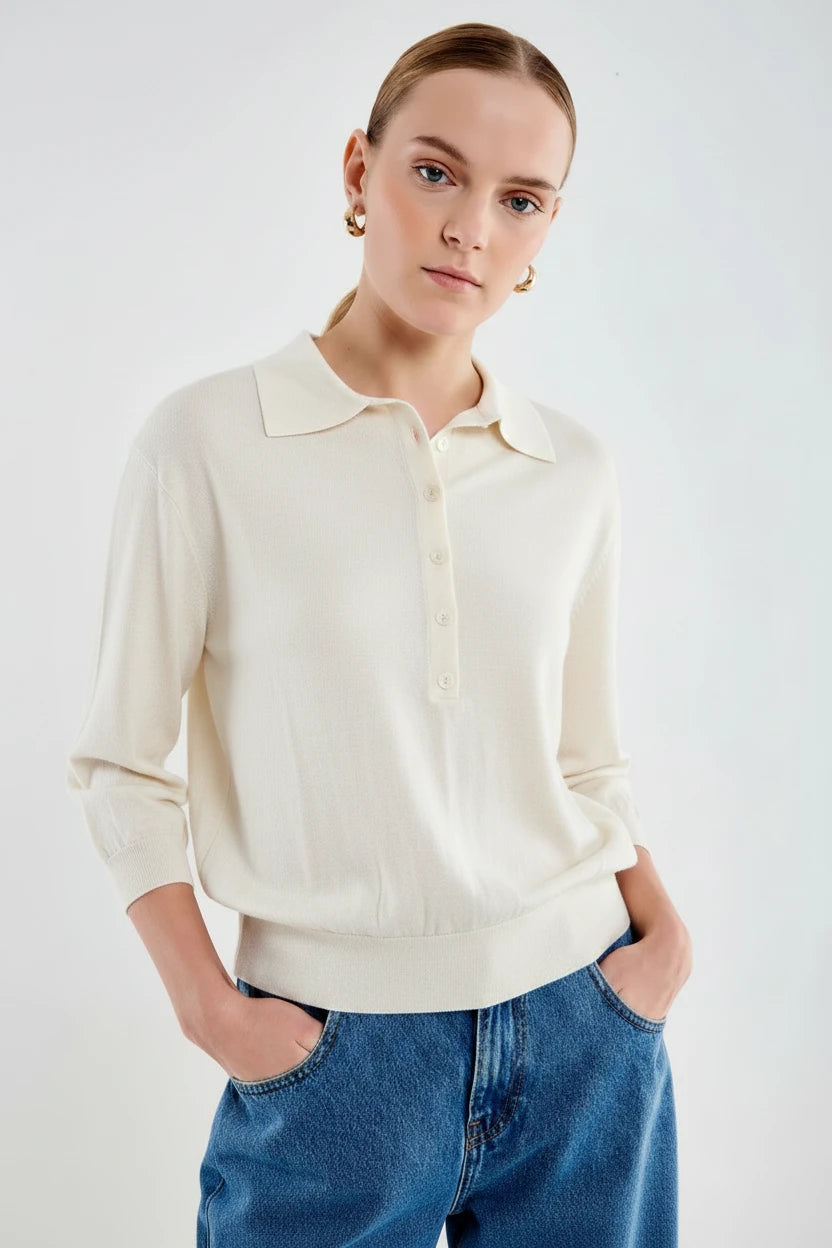 POLO CUELLO ABOTONADO BEIGE VV