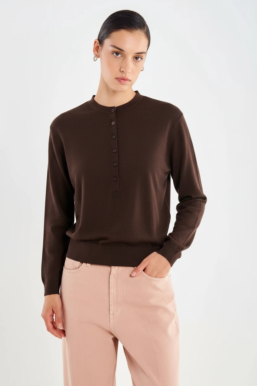 JERSEY LANA MARRON BOTONES