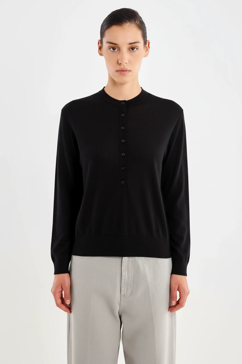 JERSEY LANA NEGRO BOTONES