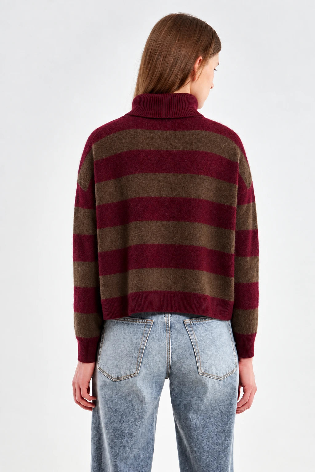 JERSEY LANA RAYAS GRANATE Y MARRON