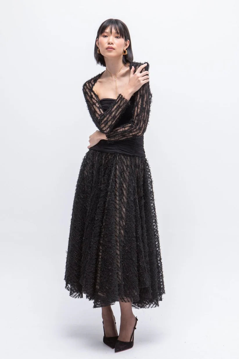VESTIDO LARGO TULL POESIA NEGRO