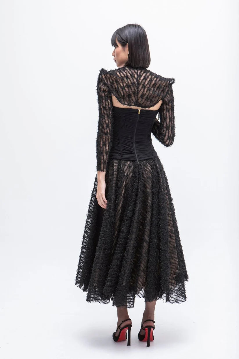 VESTIDO LARGO TULL POESIA NEGRO