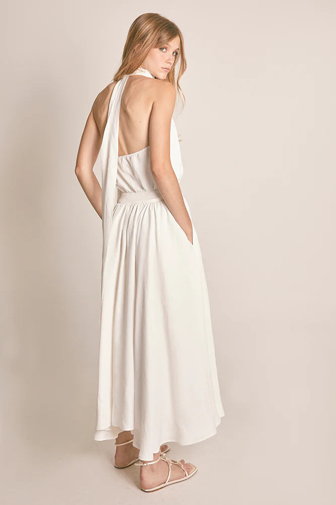 VESTIDO MIDI TWILL BLANCO