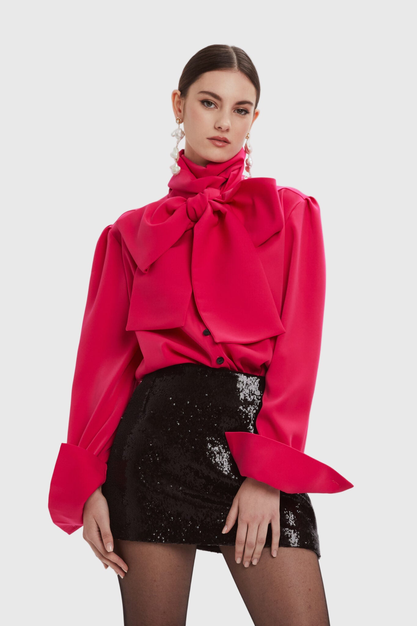 BLUSA FUCSIA CON LAZO