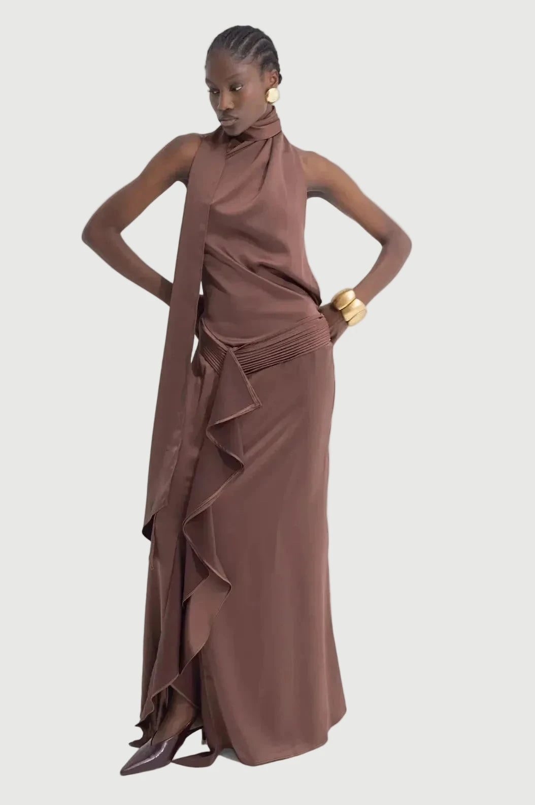 LA SANDUNGUERA DRESS CHOCOLATE