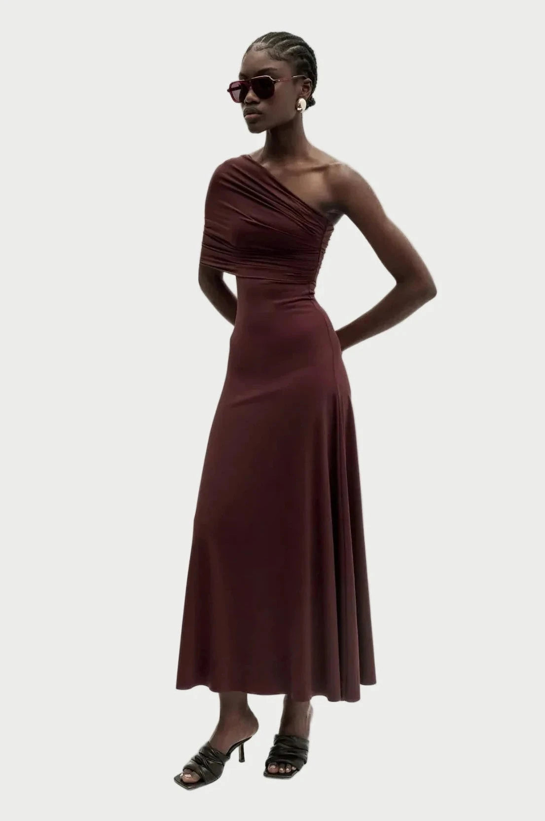 LA CHIQUI DRESS BURGUNDY