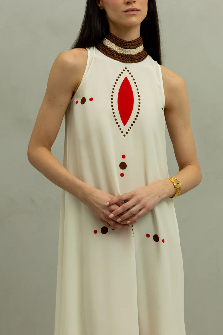 VESTIDO KOM OVALOS BEIGE