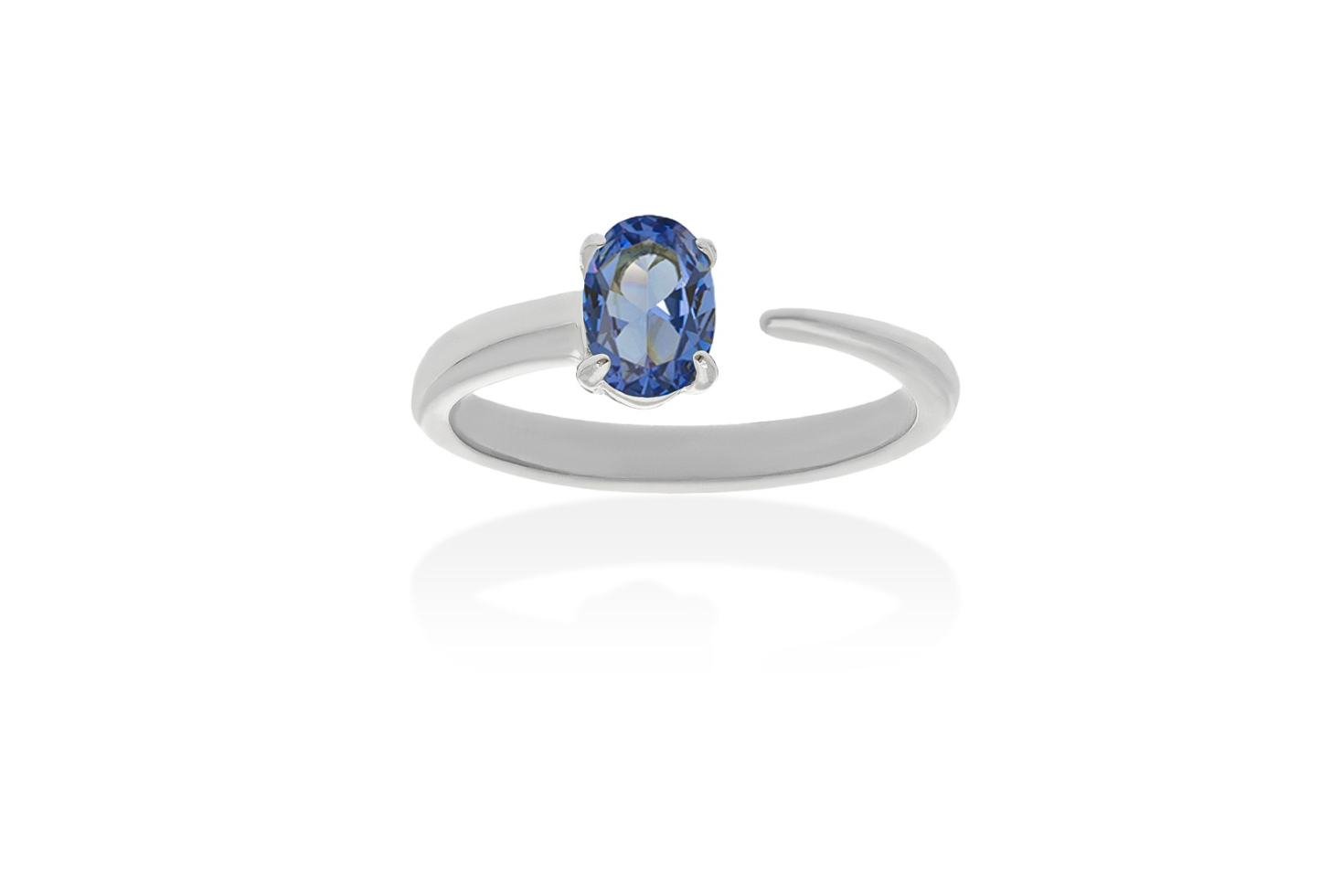 ANILLO GALAXY ABIERTO PLATA PIEDRA AZUL