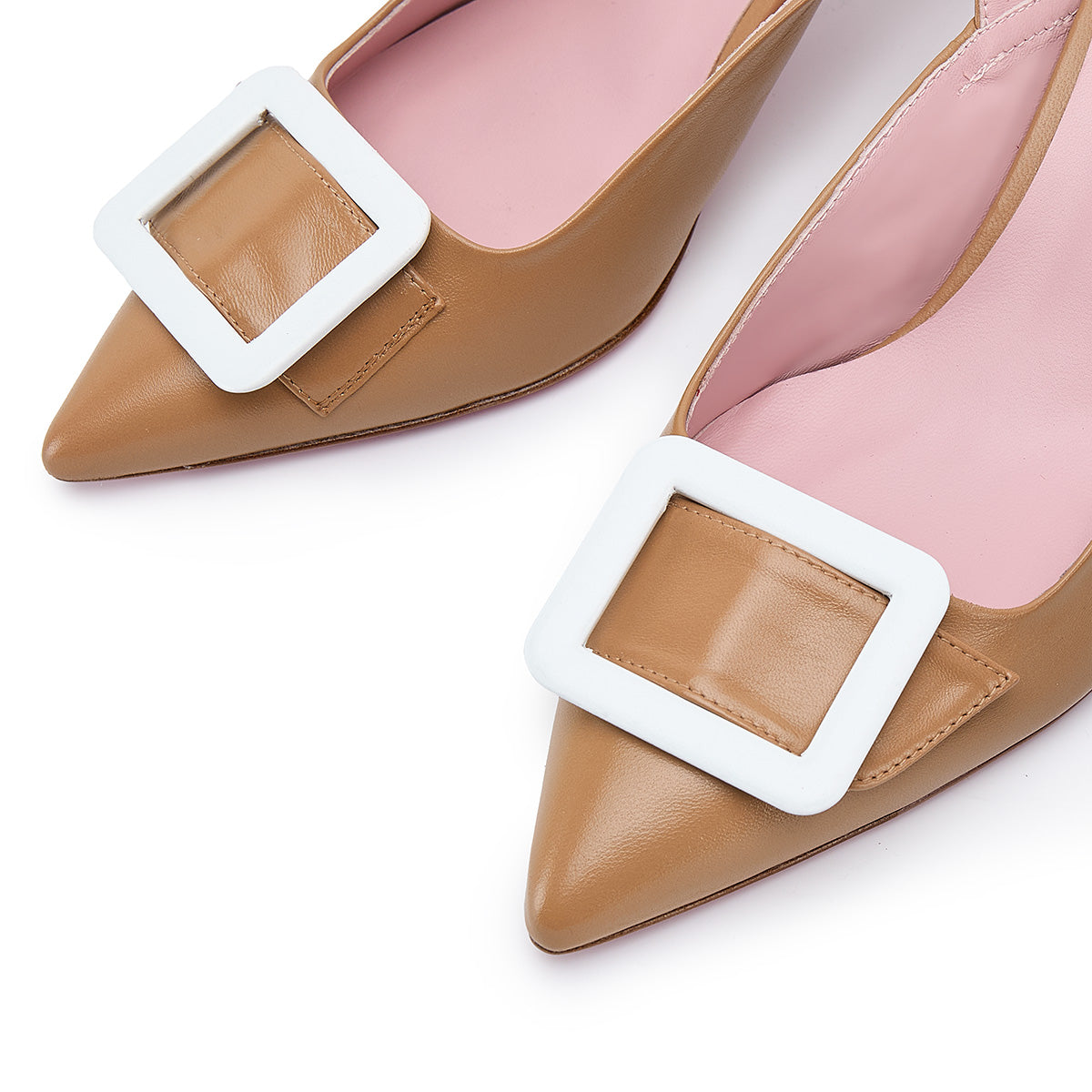 STILETTO CARRIE CAMEL WHITE 5.5