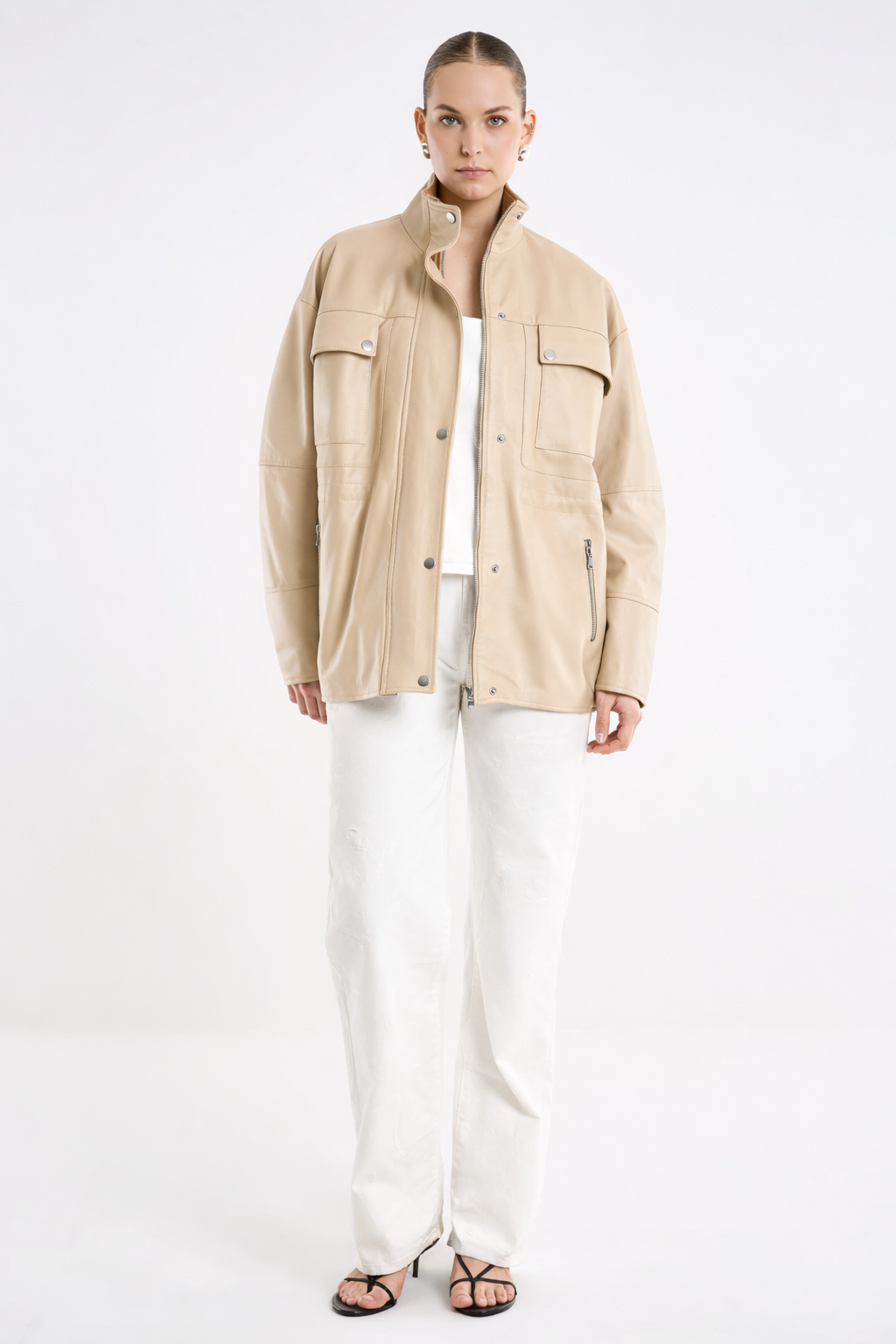CHAQUETA PIEL BEIGE VV