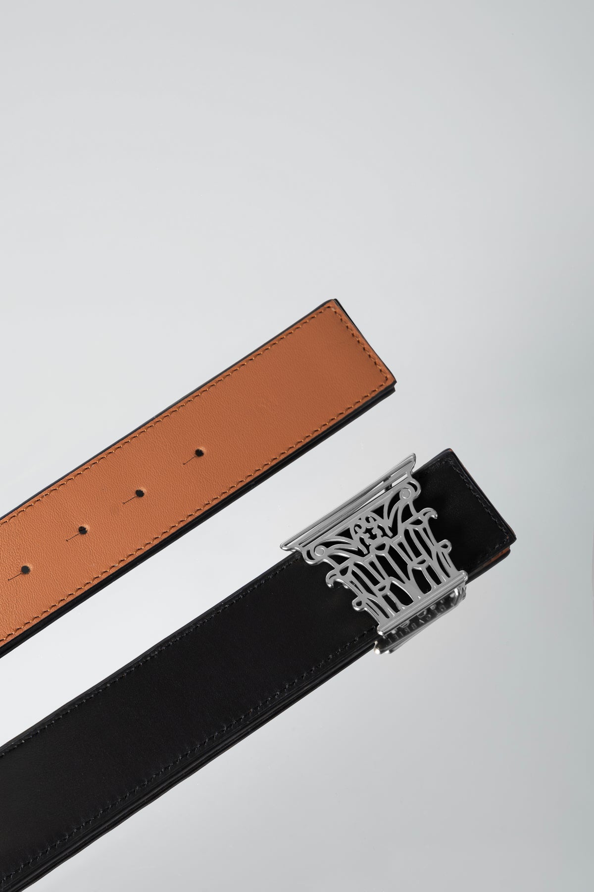 CORINTHIAN BLACK TAN BELT SILVER