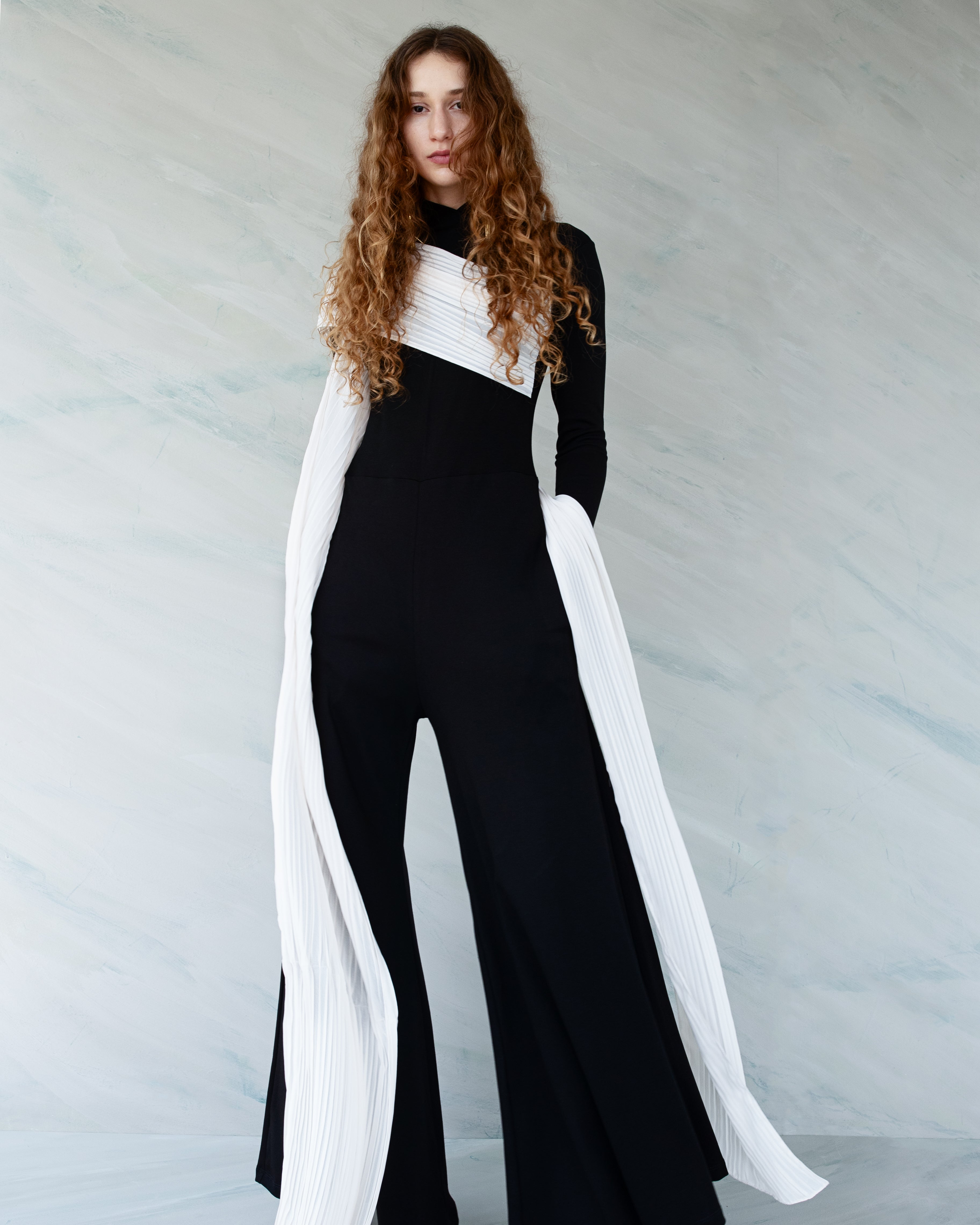 JUMPSUIT LITA LONG SLEEVED BLACK & IVORY
