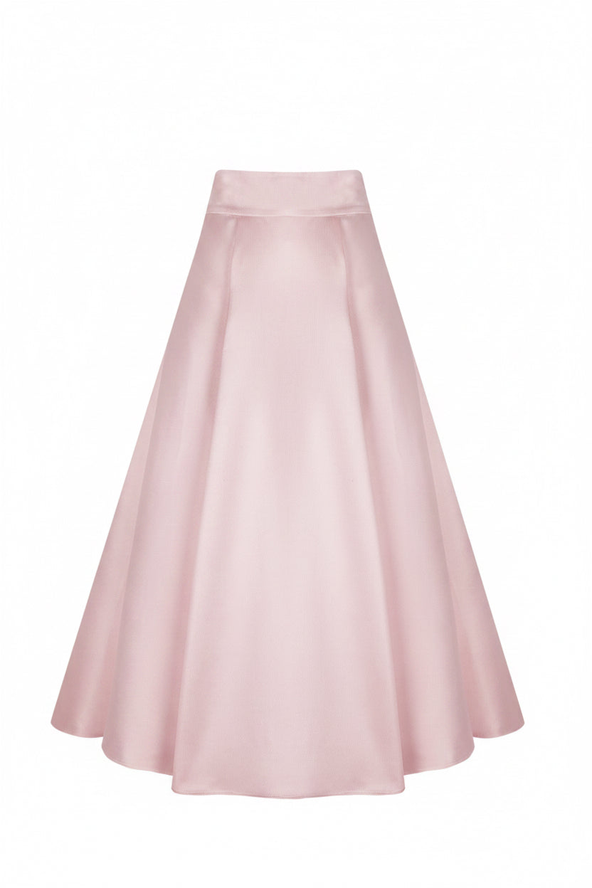 FALDA MIDI VUELO TUSOR ROSA