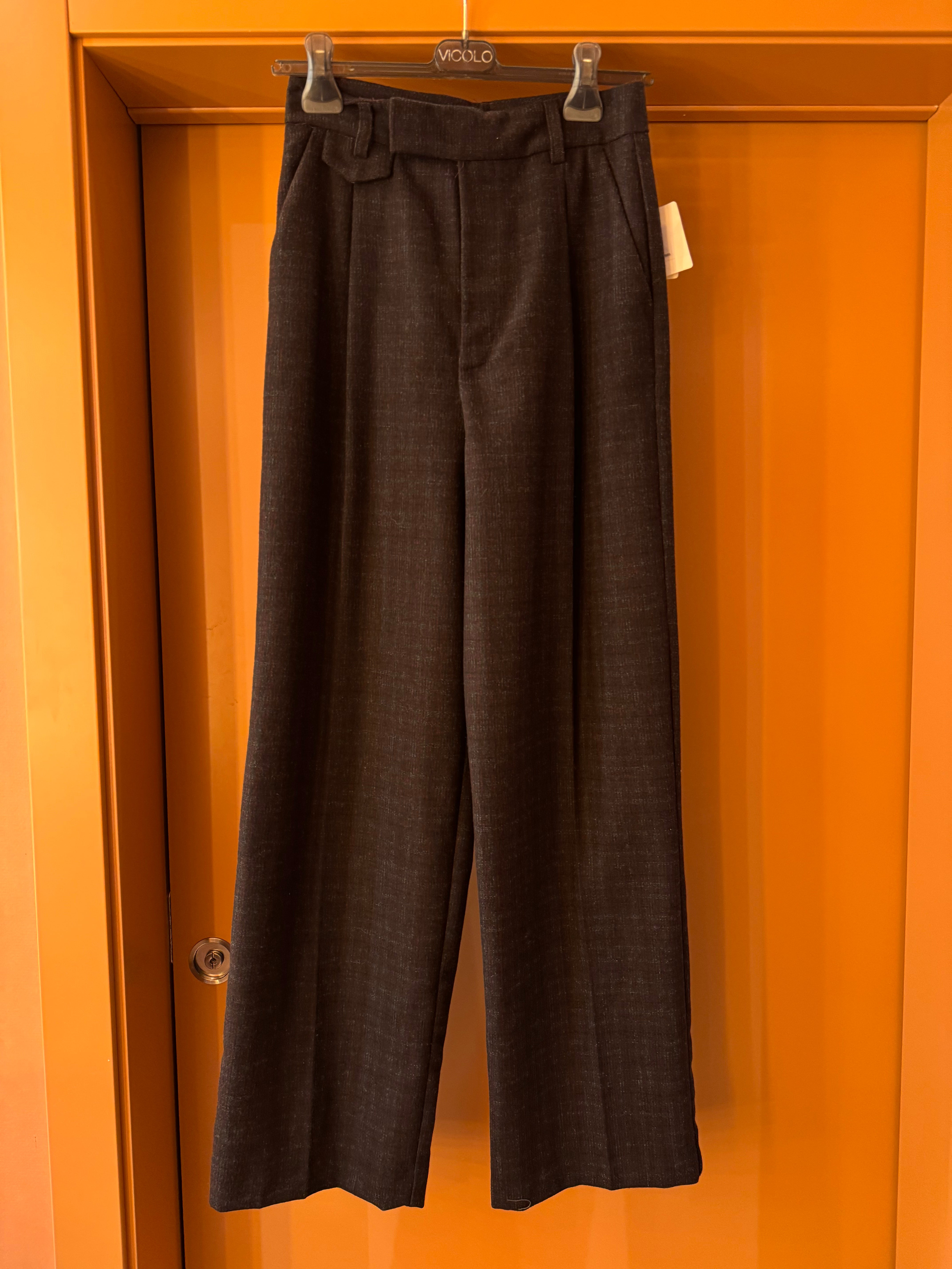PANTALON LANA BERENJENA GRANATE OSCURO CUADROS