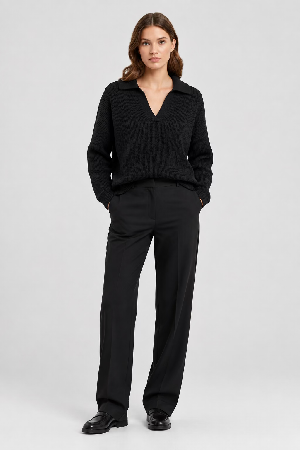 JERSEY OVERSIZE CUELLO POLO NEGRO