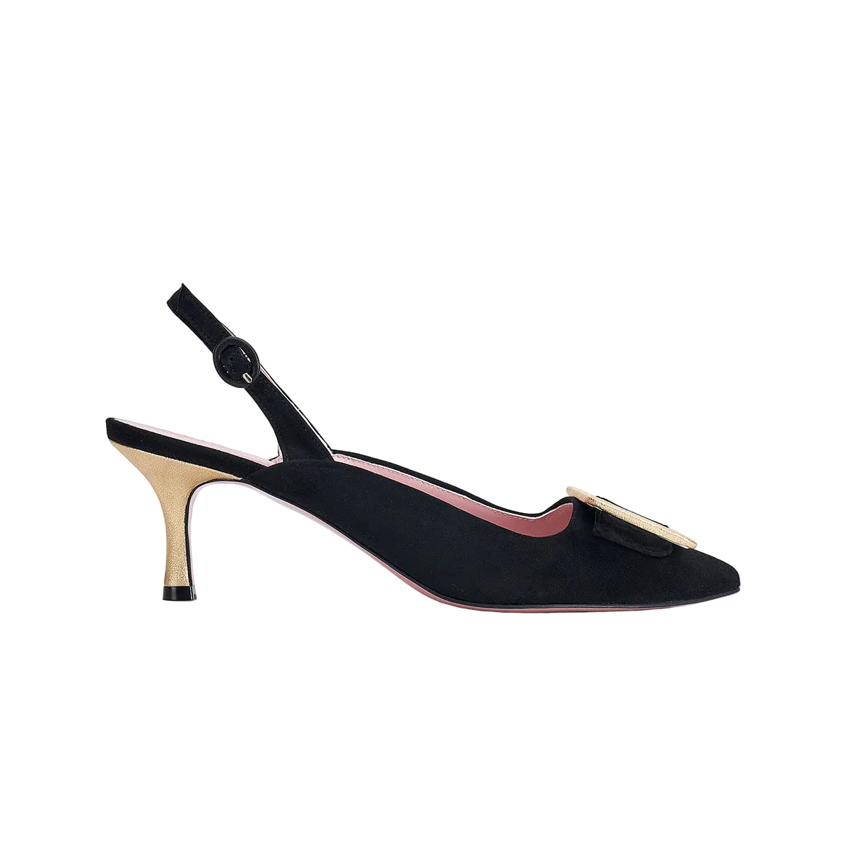 STILETTO CARRIE BLACK GOLD SLING BLACK 5.5