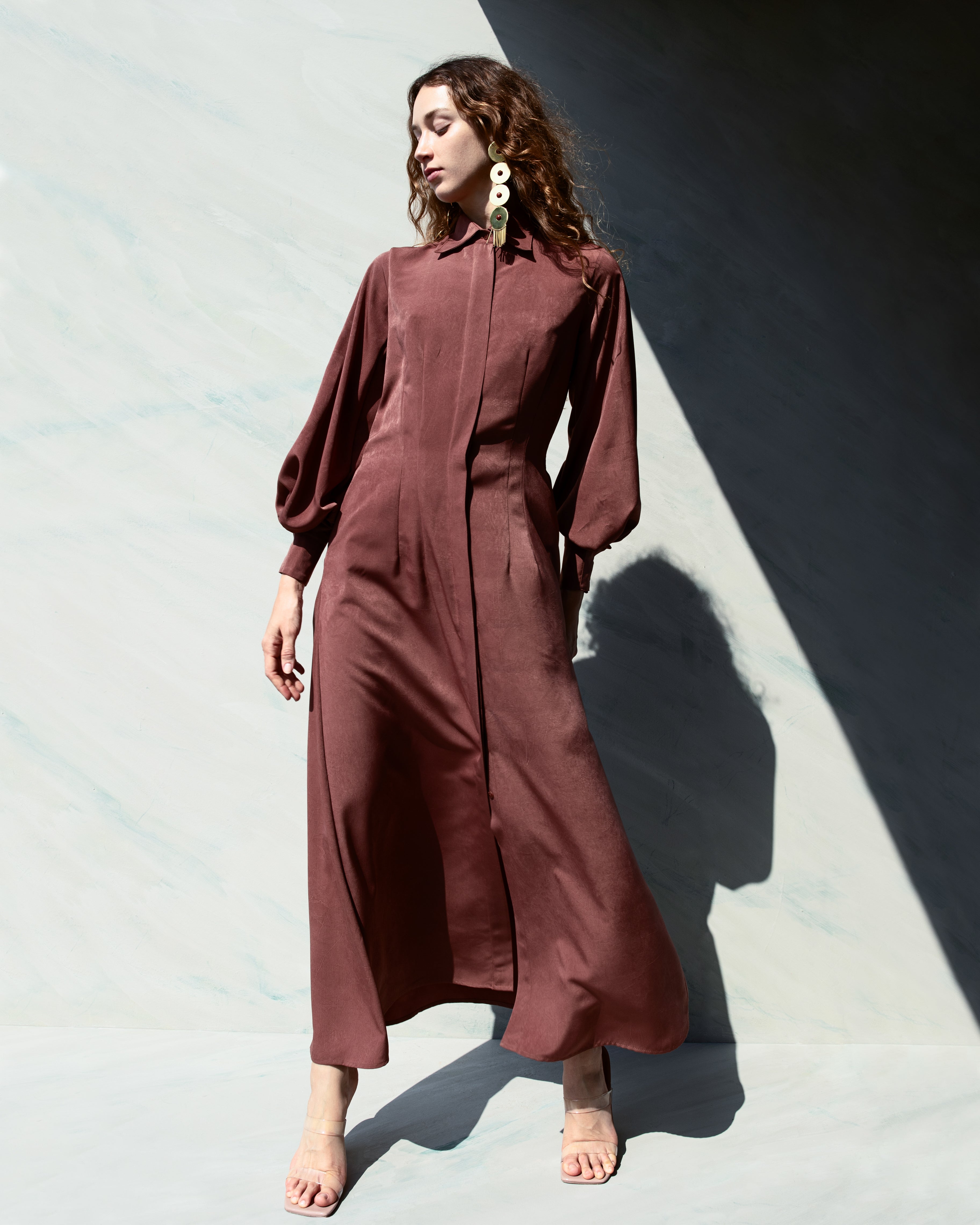 VESTIDO BALLON DRESS BROWN