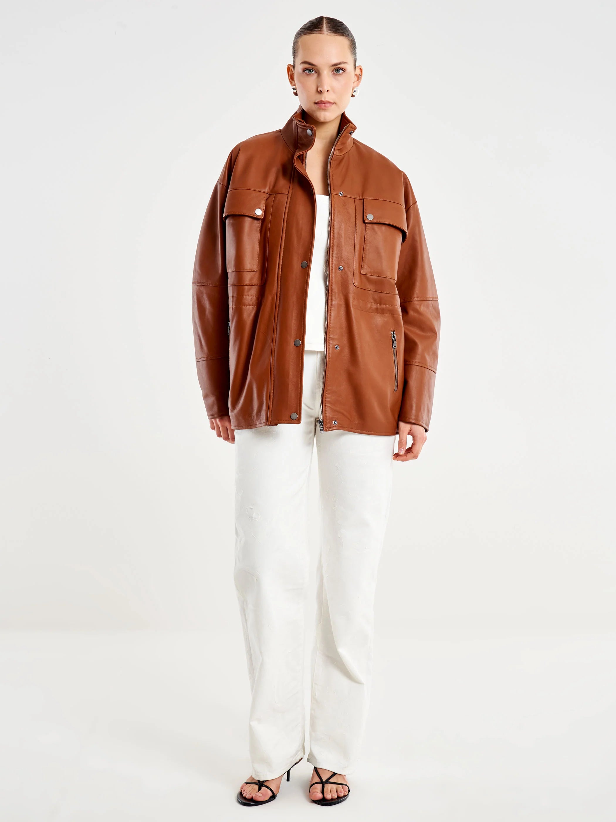 CHAQUETA PIEL MARRON VV