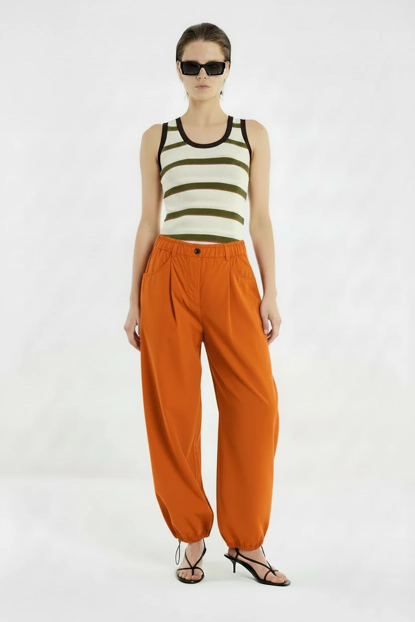 PANTALON NARANJA ALGODON FINO