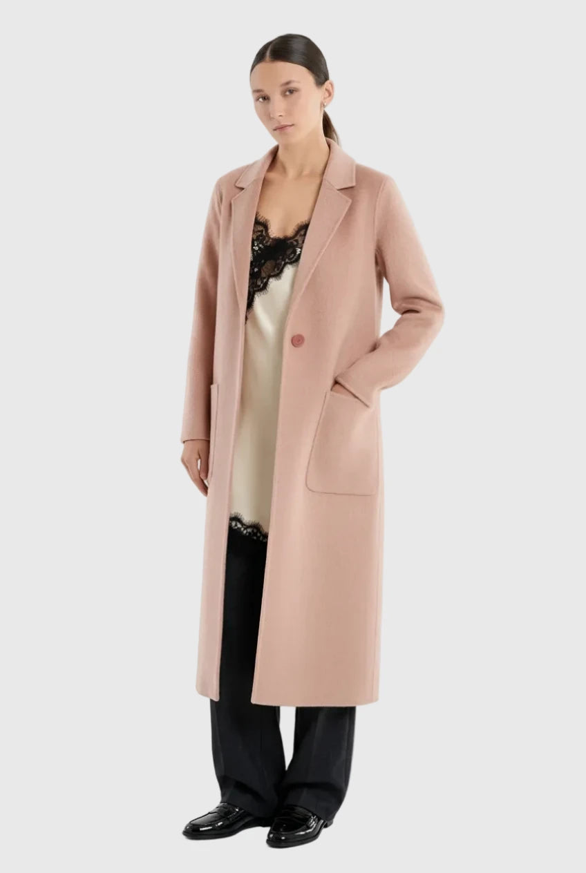 ABRIGO LANA ROSA OVERSIZED BOTON OCULTO