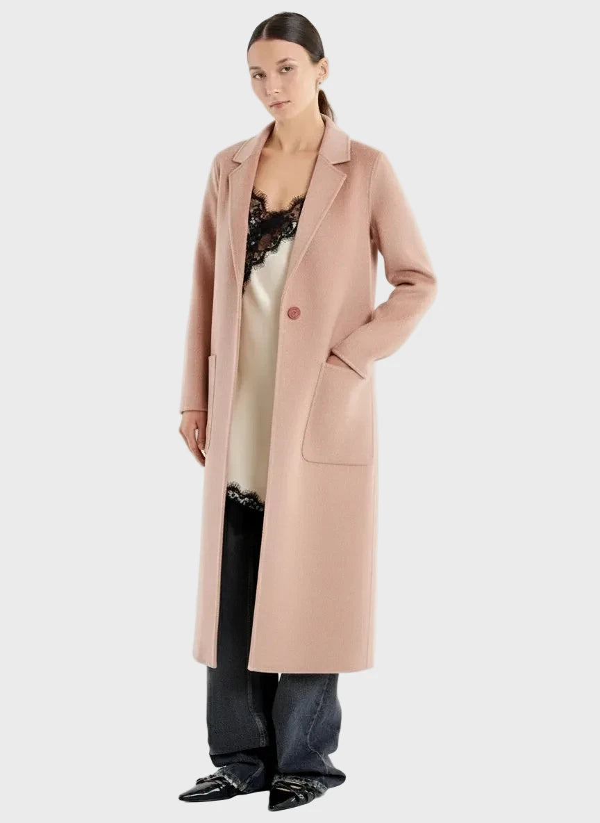 ABRIGO LANA ROSA OVERSIZED BOTON OCULTO