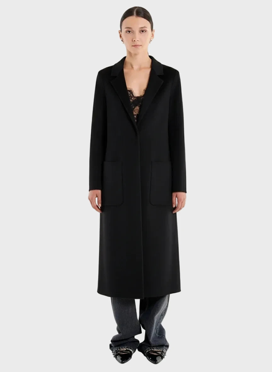 ABRIGO LANA NEGRO OVERSIZED BOTON OCULTO