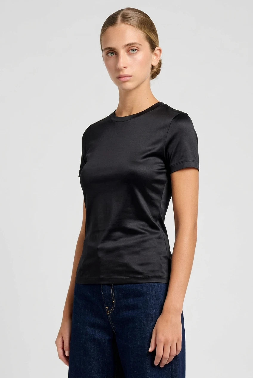 TSHIRT MANGAS CORTAS SATINADA NEGRO