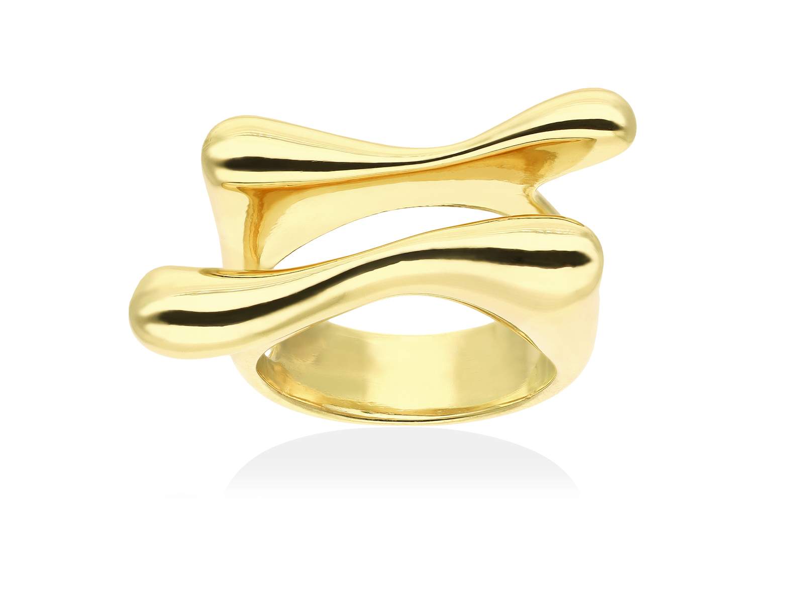 Anillo Flow doble en plata dorada