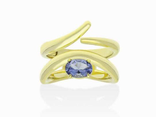 ANILLO GALAXY CURVO AZUL DORADO