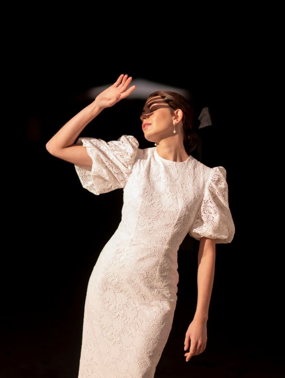VESTIDO MIDI DE ALGODÓN CALADO BLANCO