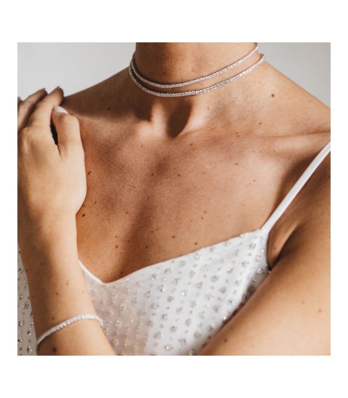 COLLAR RIVIERE RECTA PLATA