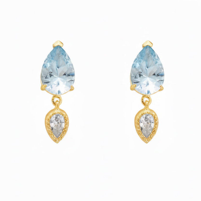 PENDIENTES ORO GEMA AZUL