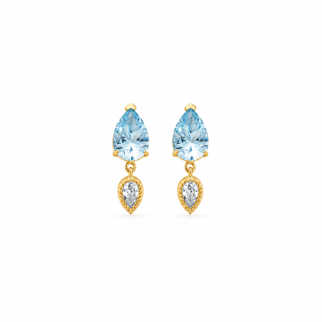 PENDIENTES ORO GEMA AZUL