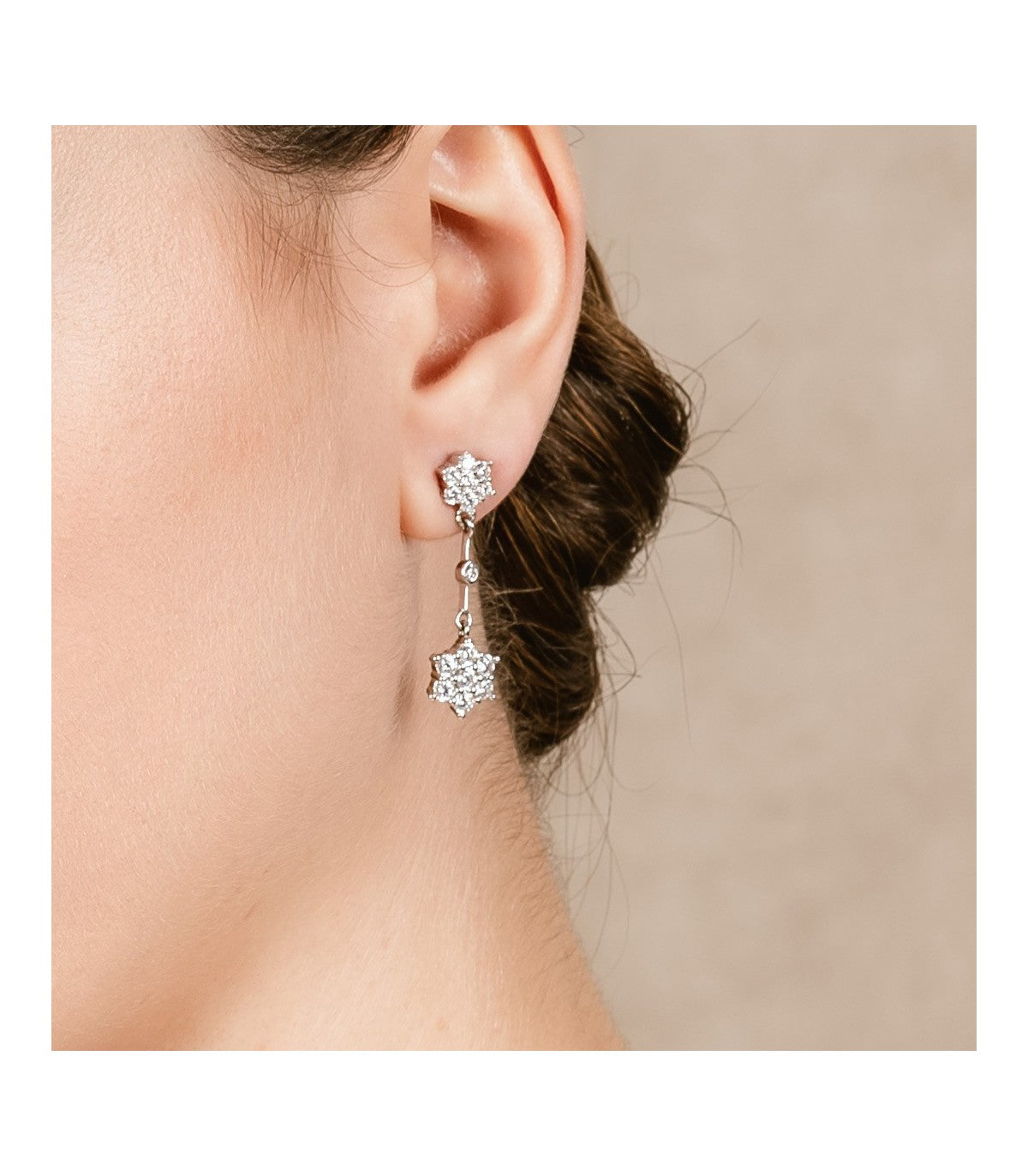 PENDIENTES PLATA LARGO DOBLE ROSETA