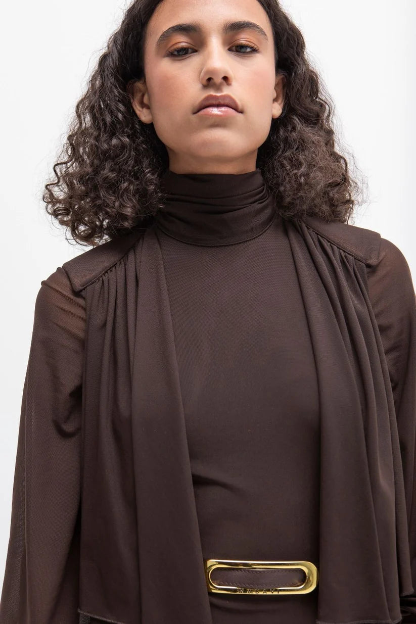 VESTIDO CORTO TULL BROWN