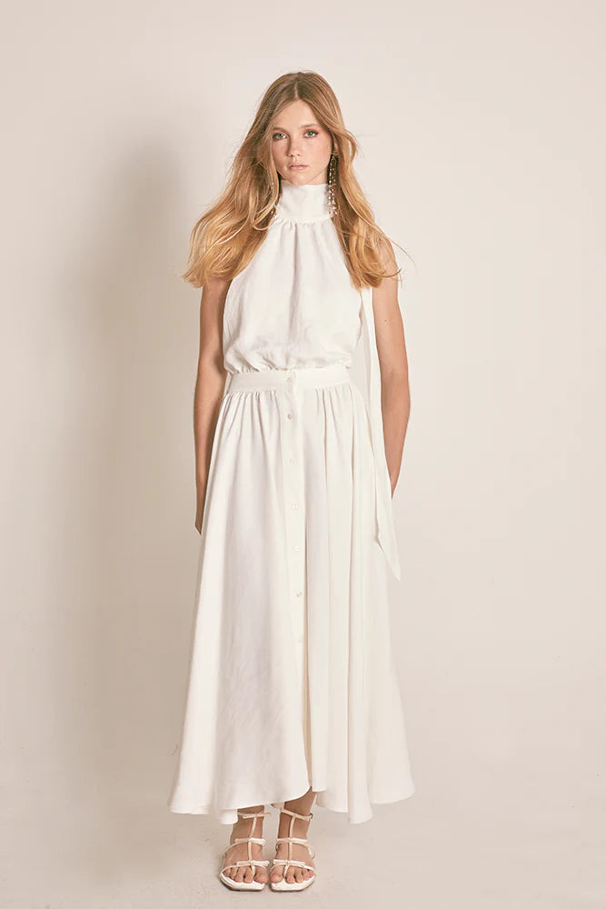 VESTIDO MIDI TWILL BLANCO