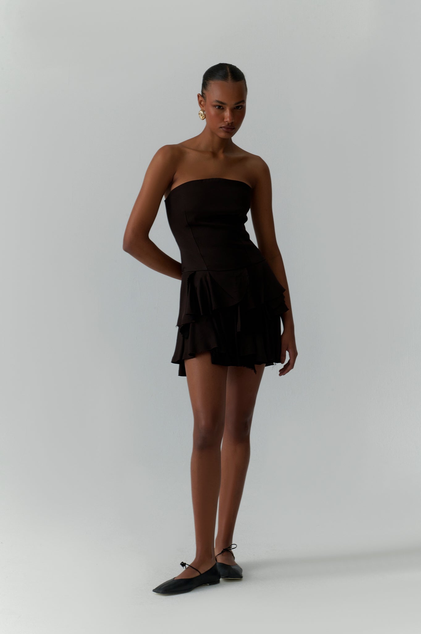 LA PIJA CHOCOLATE MINI DRESS