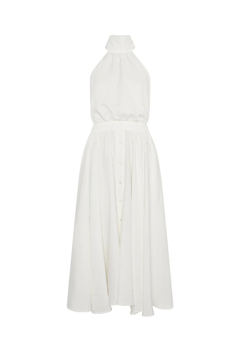 VESTIDO MIDI TWILL BLANCO