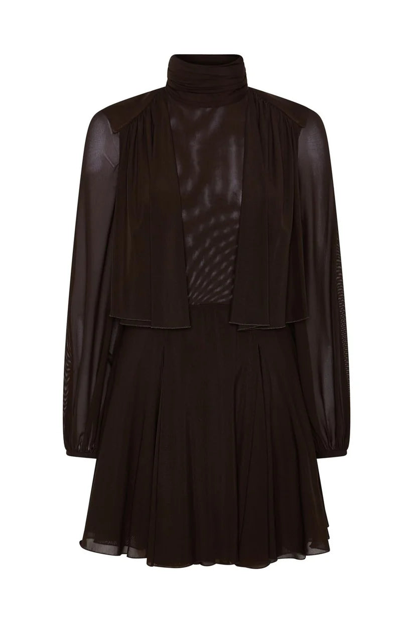 VESTIDO CORTO TULL BROWN