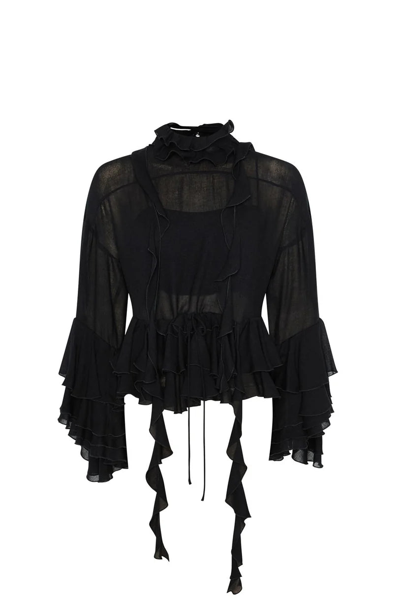 BLUSA VOLANTES GVL NEGRO