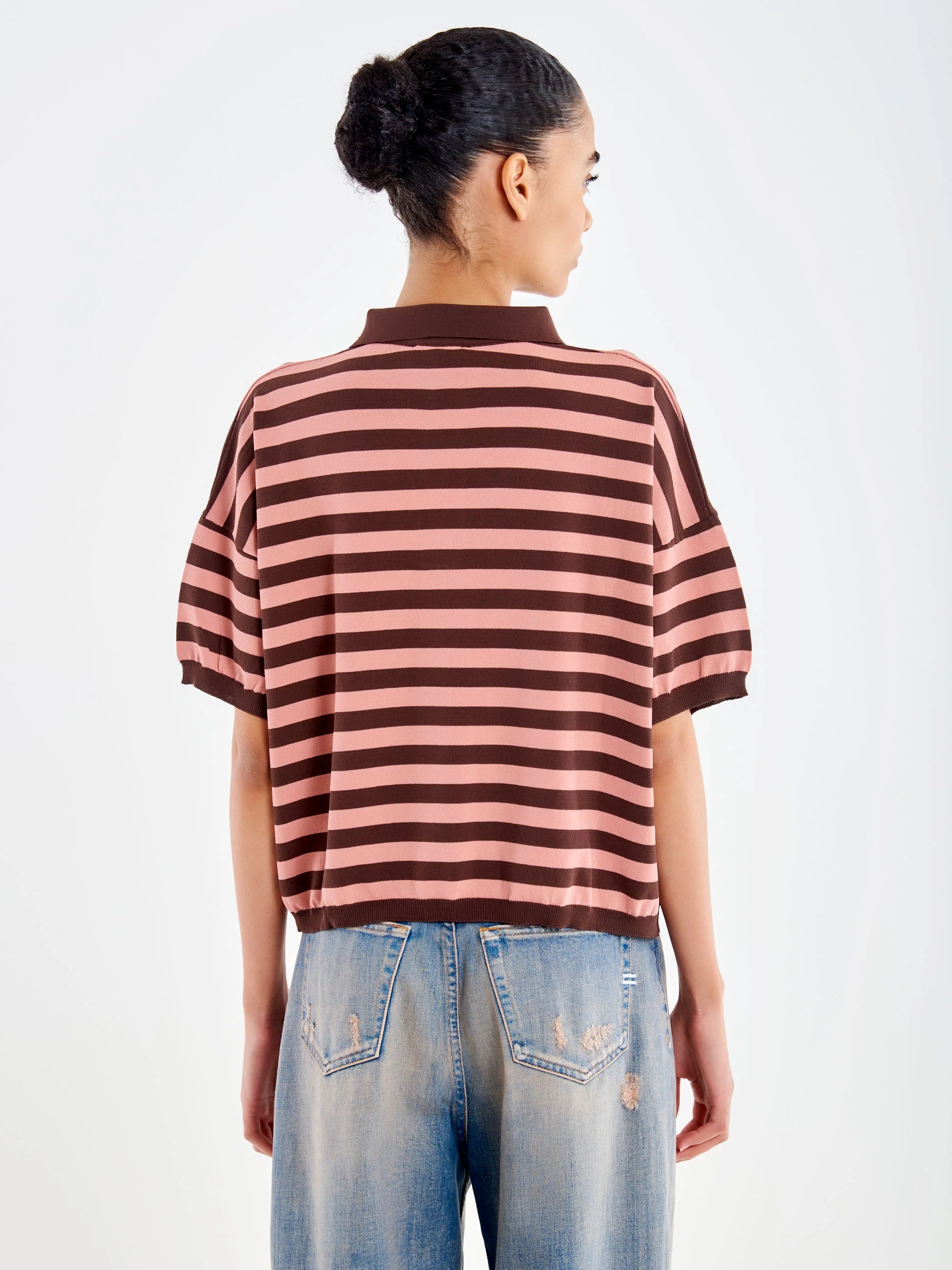 POLO RAYAS ROSA Y MARRON VV