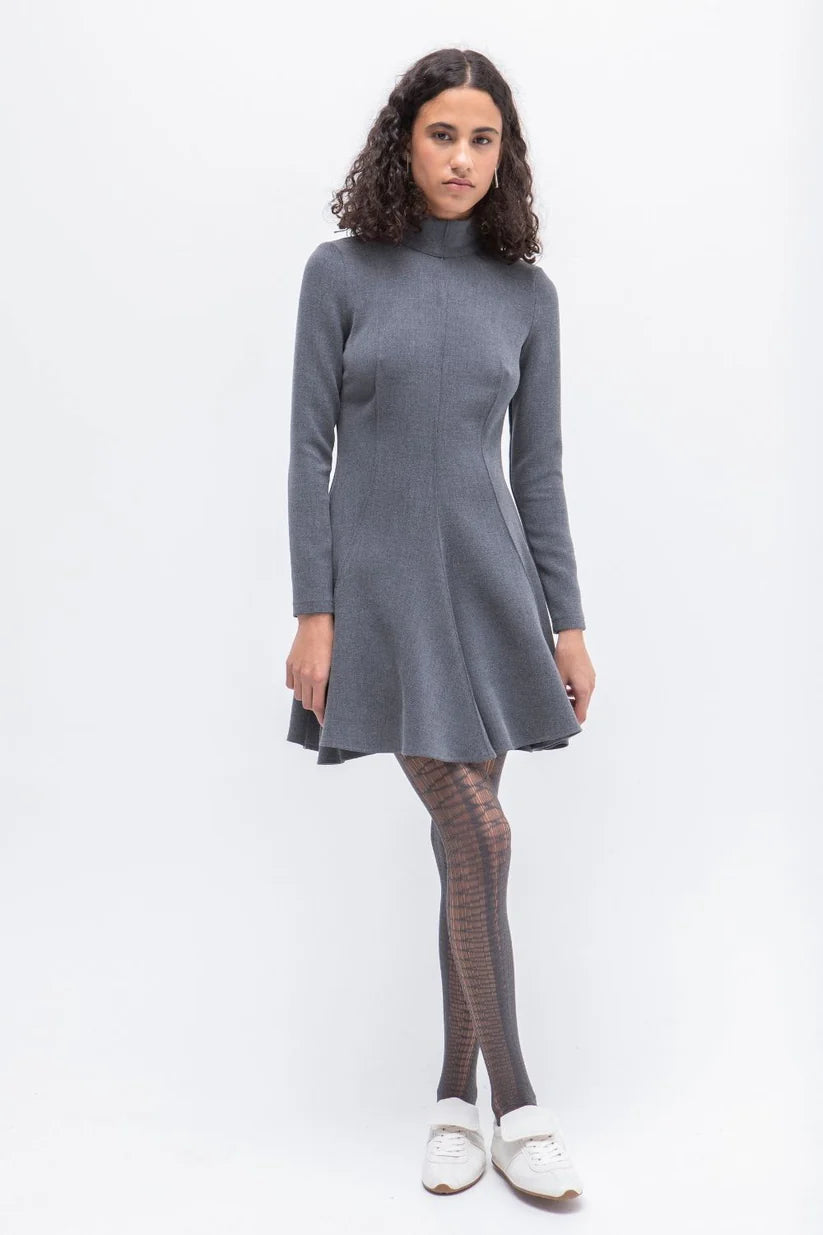 VESTIDO CORTO MANGA LARGA DELIRIO GRIS