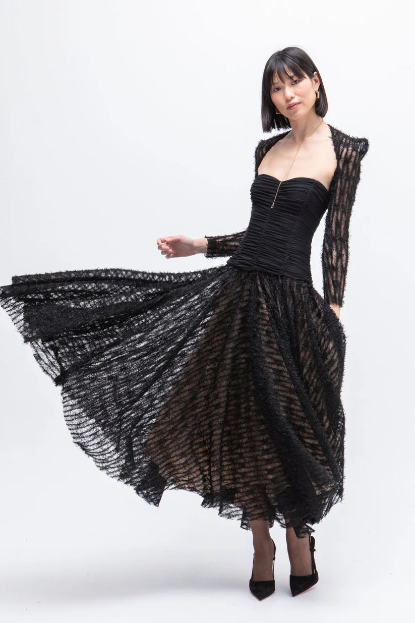 VESTIDO LARGO TULL POESIA NEGRO