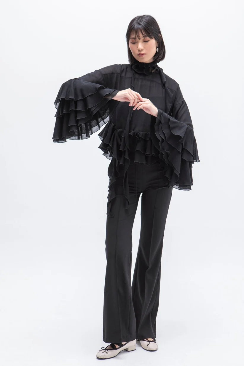 BLUSA VOLANTES GVL NEGRO