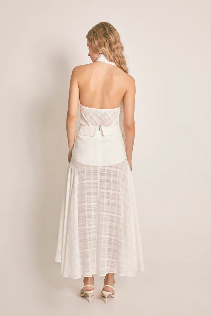 FALDA MIDI CONTEA CUADRO BLANCO