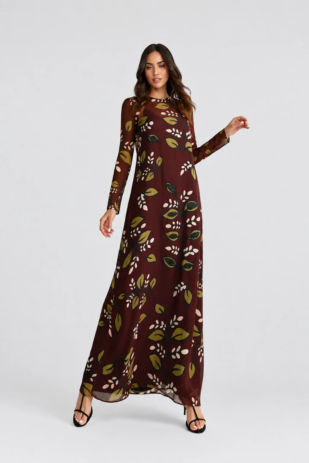 VESTIDO CLAIRE NOCTURNO DE JARDIN BURDEOS