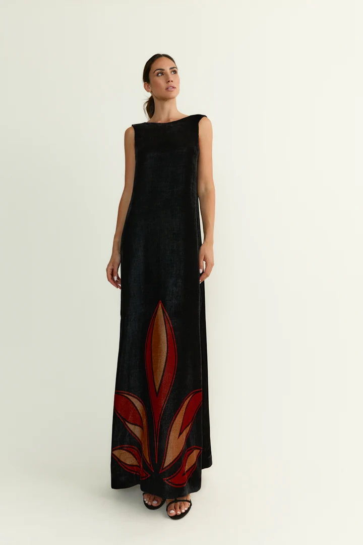 VESTIDO ELENI FLOR NEGRO