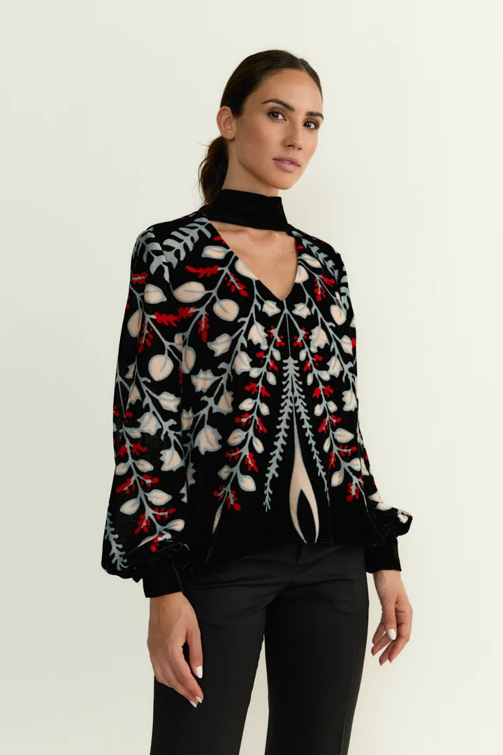 BLUSA LILY BOUQUET BLACK VELVET