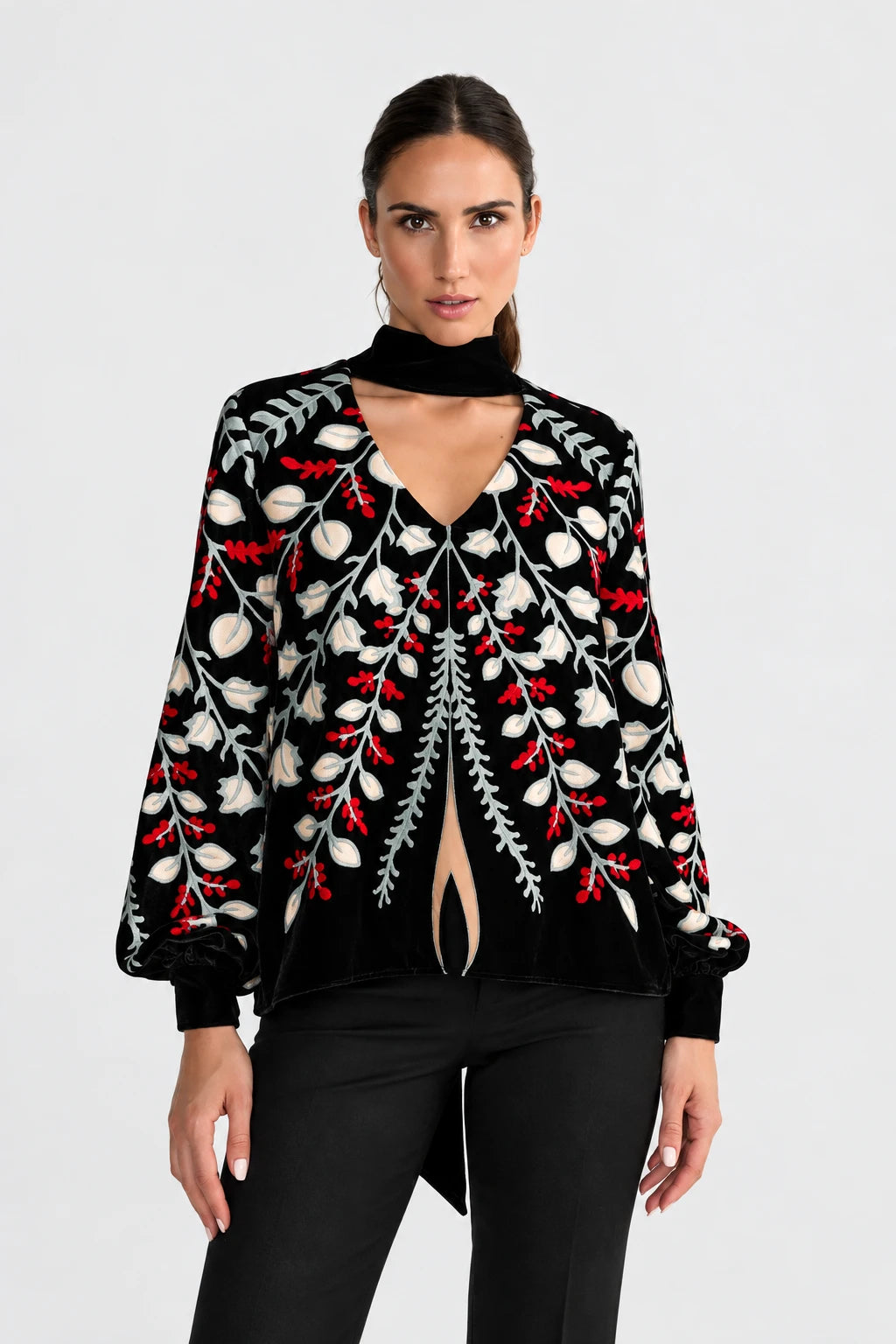 BLUSA LILY BOUQUET BLACK VELVET